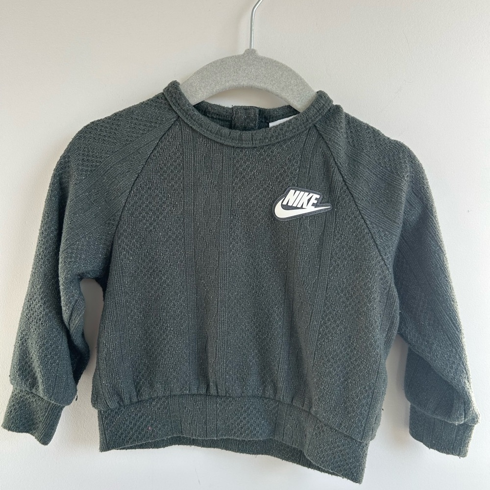 Nike Kids Green Textured Crewneck Sweater